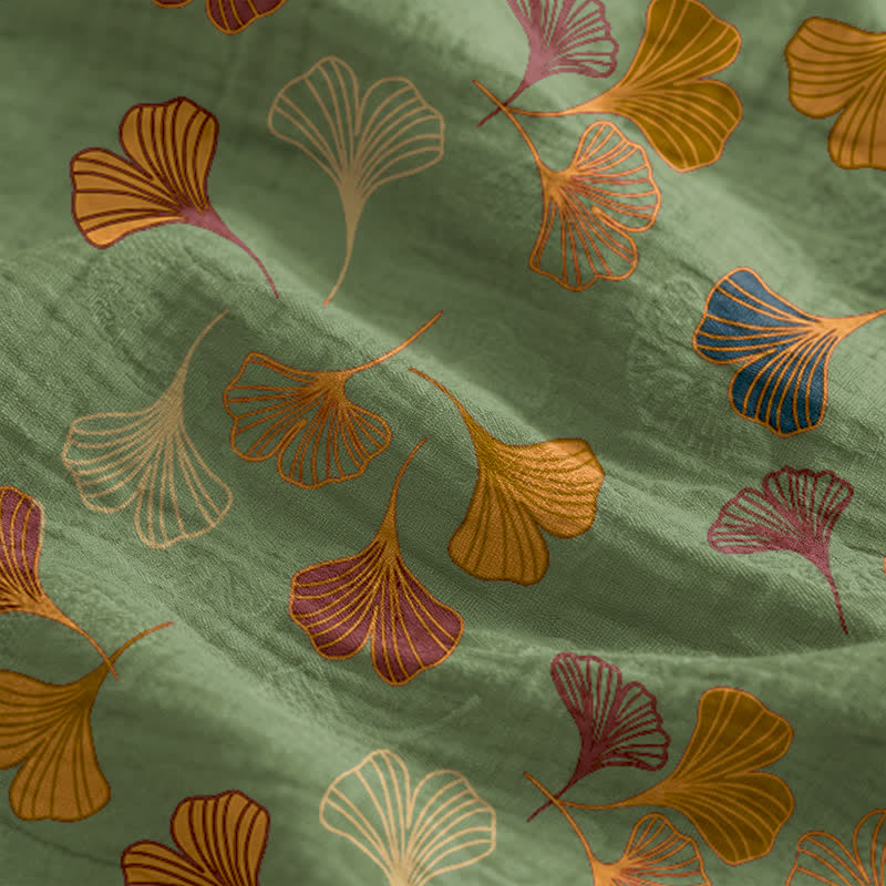 Ginkgo Leaf Tie Strap Lounge NightDress
