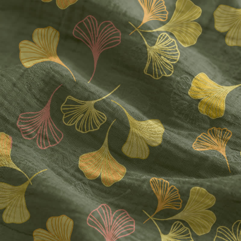 Ginkgo Leaf Tie Strap Lounge Nightgown