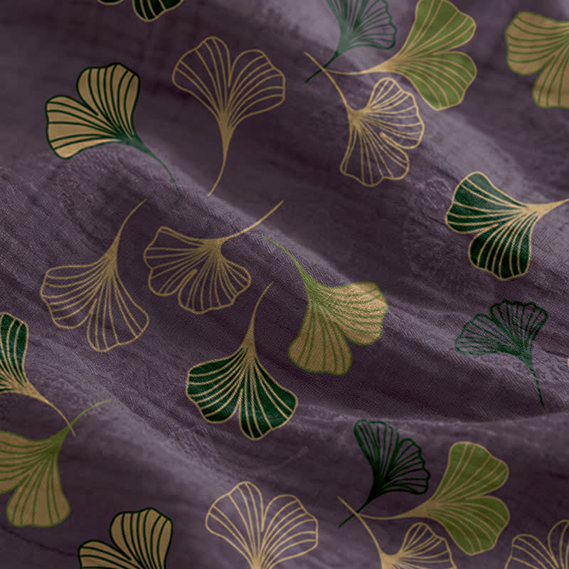 Ginkgo Leaf Tie Strap Lounge Nightgown