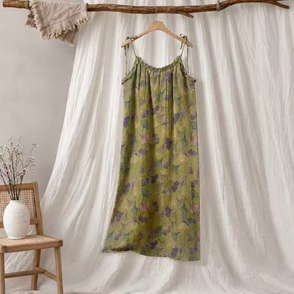 Ginkgo Leaf Tie Strap Lounge Nightgown