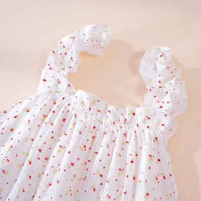 Cotton Floral Ruffle Strap Lounge Dress