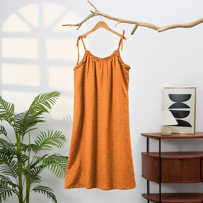 Sunwashed Solid Color Tie Strap Lounge Dress