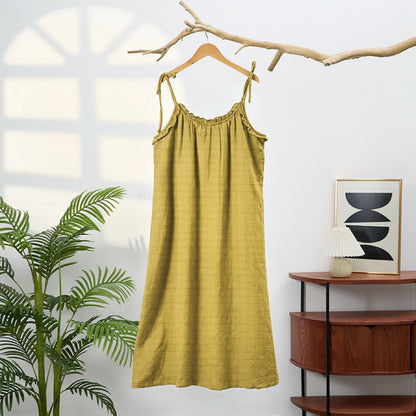 Sunwashed Solid Color Tie Strap Lounge Dress