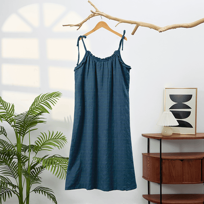 Sunwashed Solid Color Tie Strap Lounge Dress
