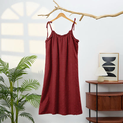Sunwashed Solid Color Tie Strap Lounge Dress
