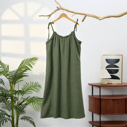 Sunwashed Solid Color Tie Strap Lounge Dress