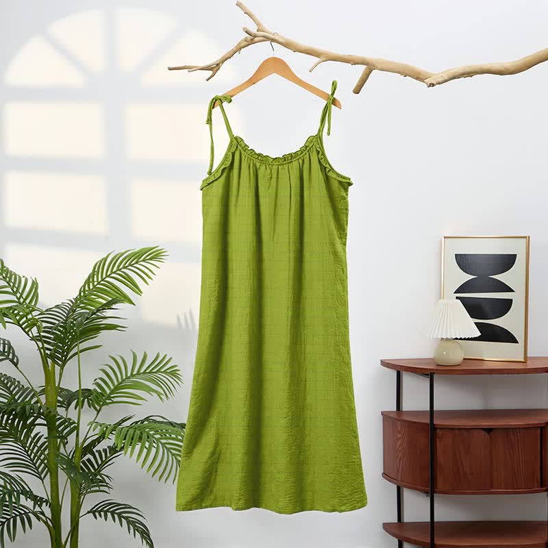Sunwashed Solid Color Tie Strap Lounge Dress