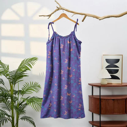 Butterfly Print Tie Strap Lounge Maxi Dress