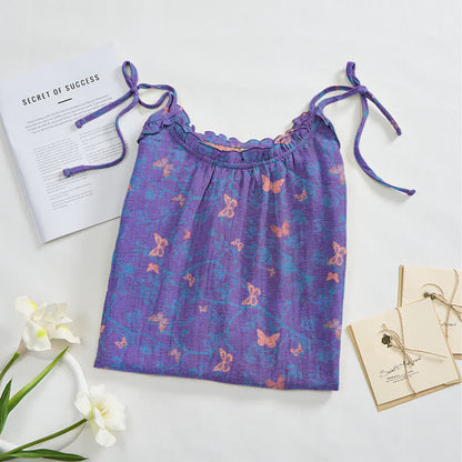 Butterfly Print Tie Strap Lounge Maxi Dress