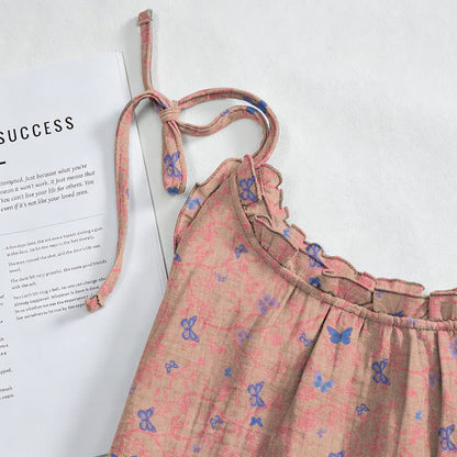 Butterfly Print Tie Strap Lounge Maxi Dress