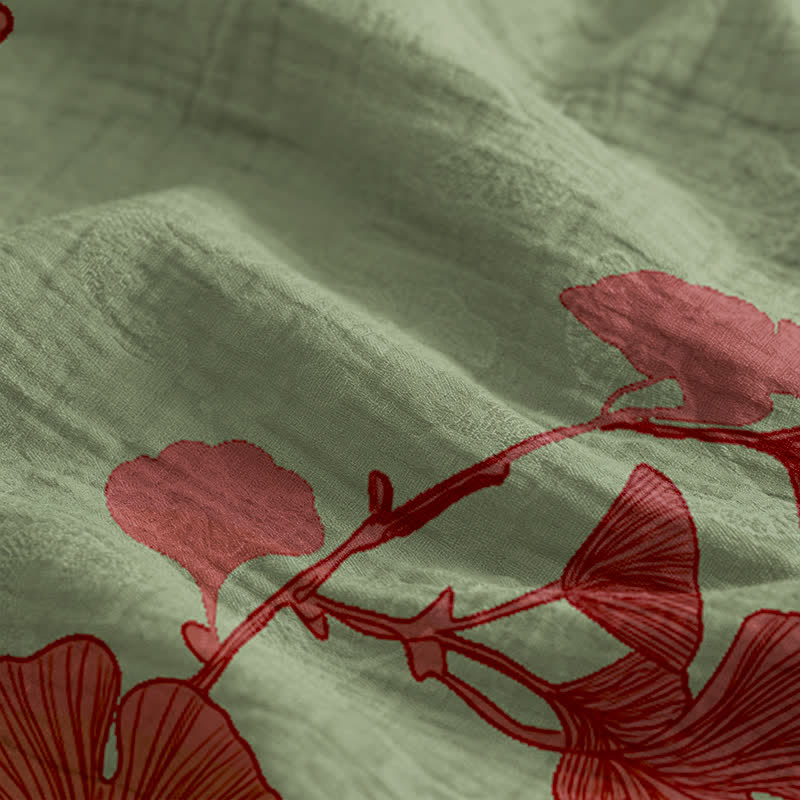 Botanical Leaf Tie Strap Maxi Lounge Dress