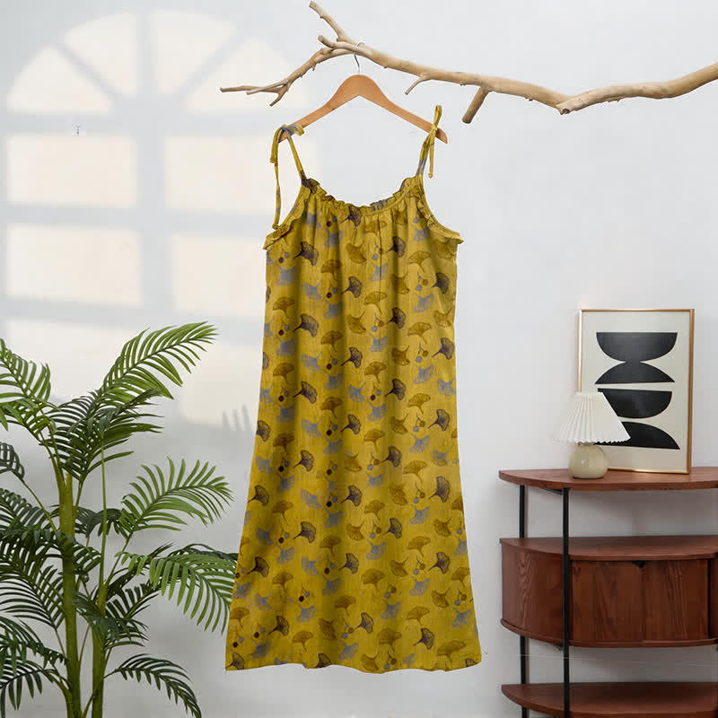 Ginkgo Floral Tie Strap Lounge Dress