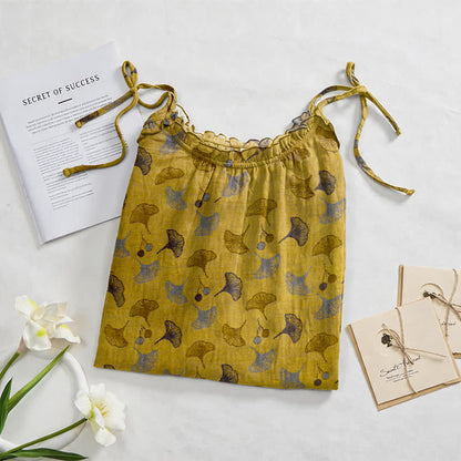 Ginkgo Floral Tie Strap Lounge Dress