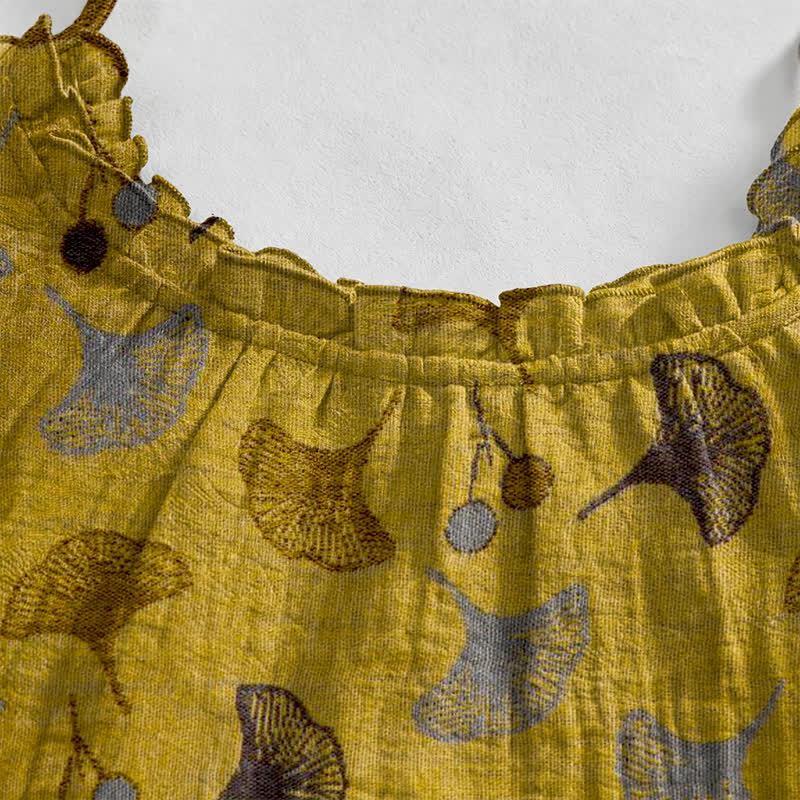 Ginkgo Floral Tie Strap Lounge Dress