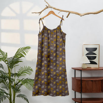 Ginkgo Floral Tie Strap Lounge Dress