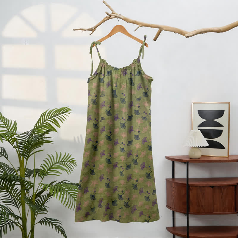 Ginkgo Floral Tie Strap Lounge Dress