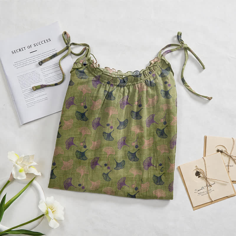 Ginkgo Floral Tie Strap Lounge Dress