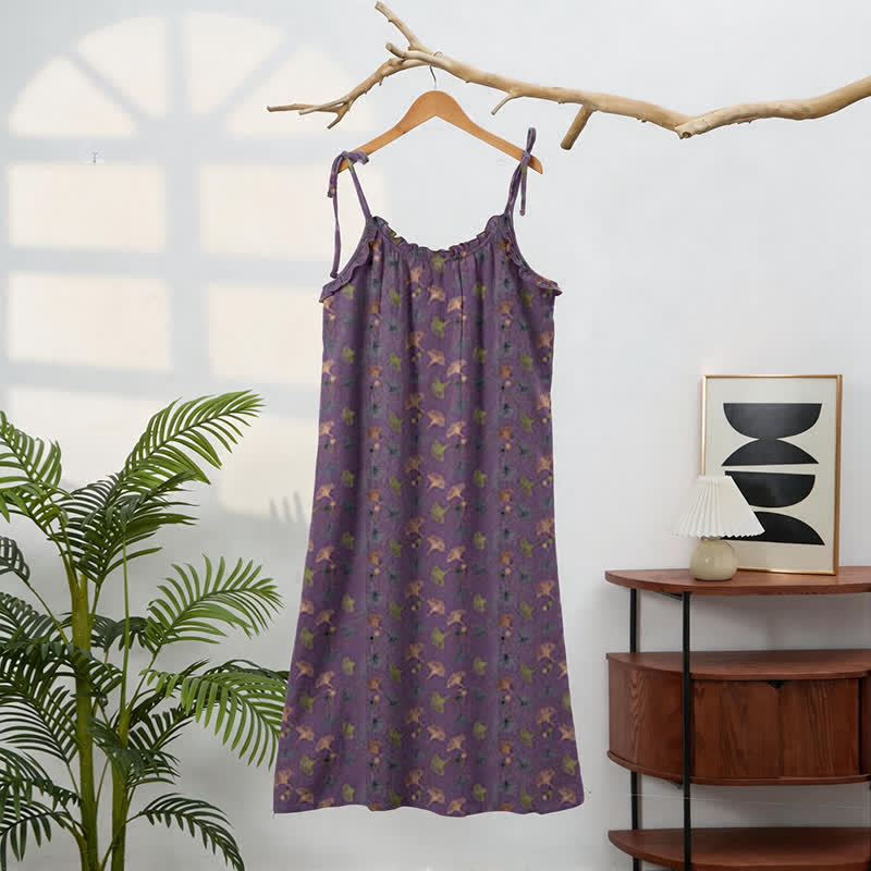 Ginkgo Floral Tie Strap Lounge Dress