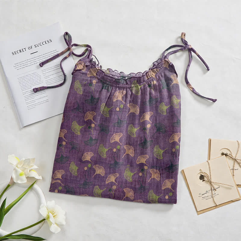 Ginkgo Floral Tie Strap Lounge Dress