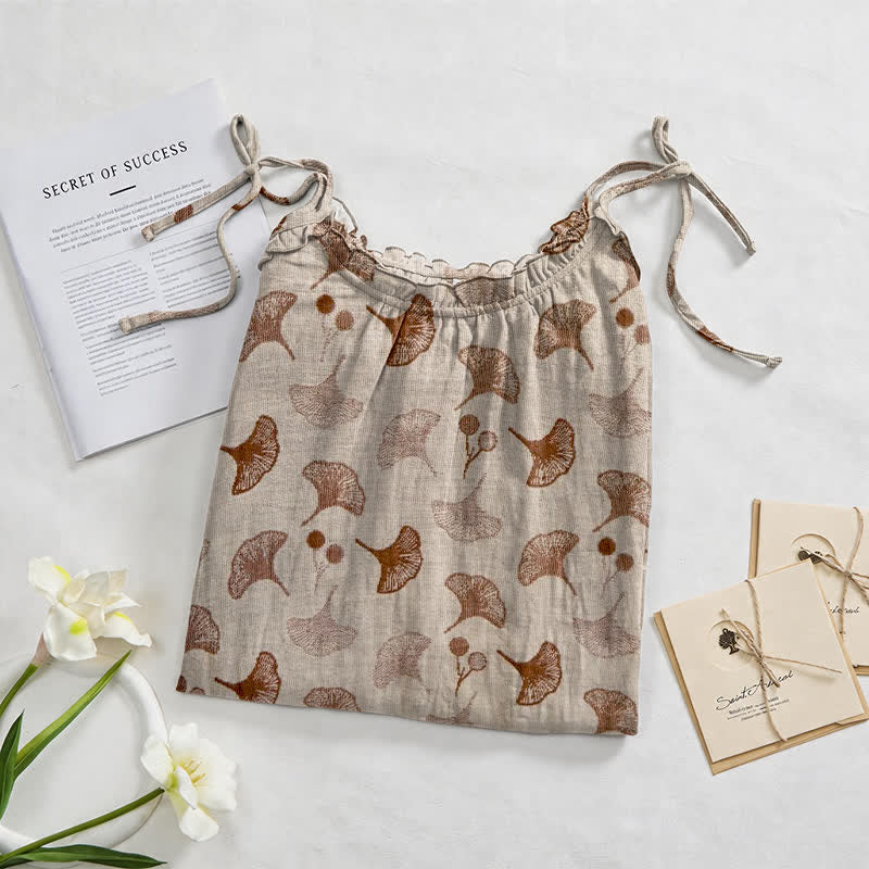 Ginkgo Floral Tie Strap Lounge Dress