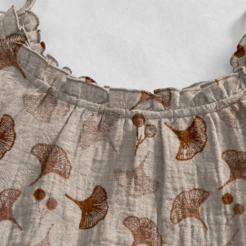 Ginkgo Floral Tie Strap Lounge Dress