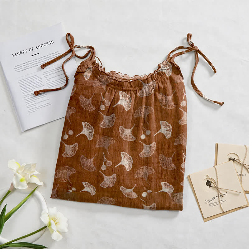 Ginkgo Floral Tie Strap Lounge Dress