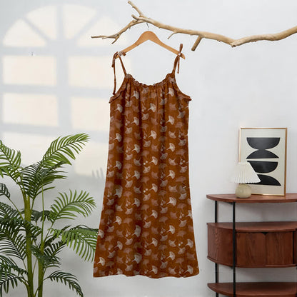 Ginkgo Floral Tie Strap Lounge Dress