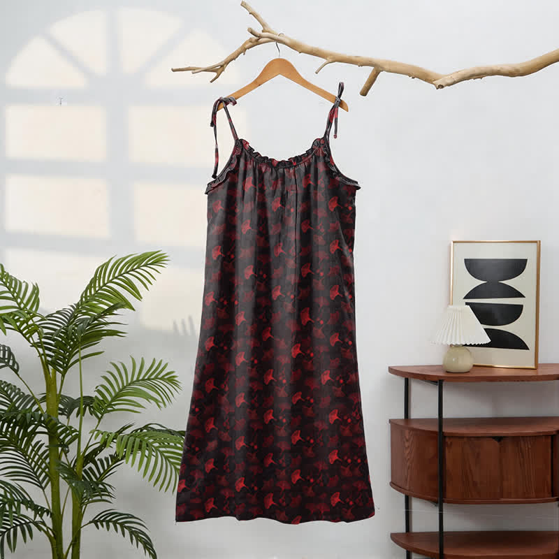Ginkgo Floral Tie Strap Lounge Dress