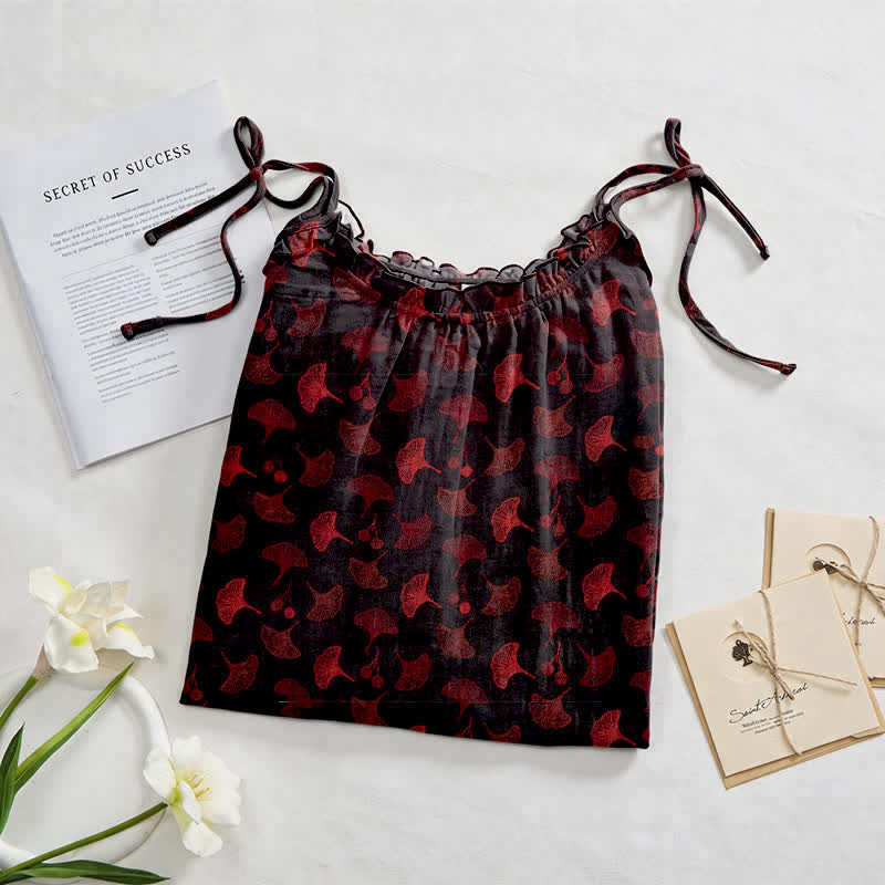 Ginkgo Floral Tie Strap Lounge Dress