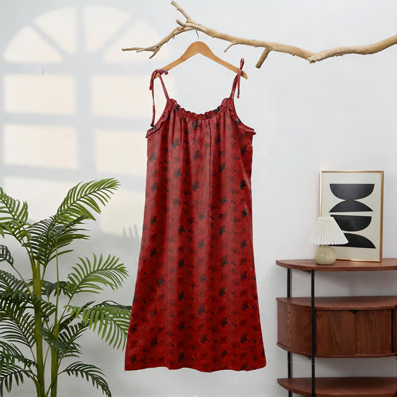 Ginkgo Floral Tie Strap Lounge Dress