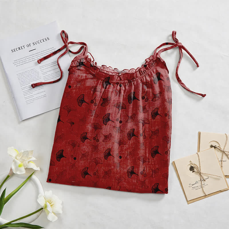 Ginkgo Floral Tie Strap Lounge Dress