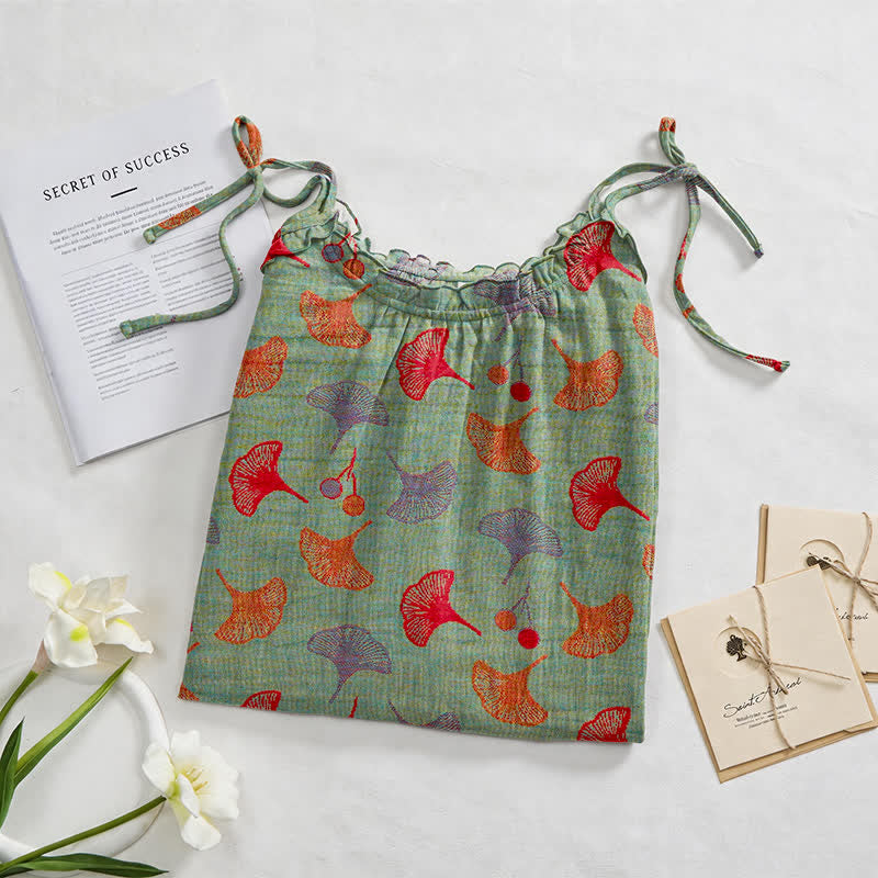 Ginkgo Floral Tie Strap Lounge Dress