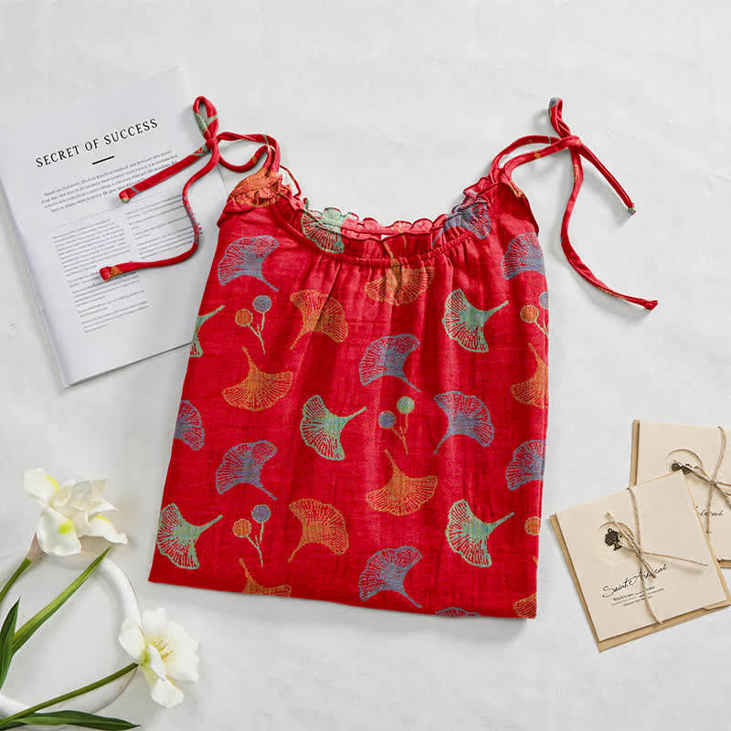 Ginkgo Floral Tie Strap Lounge Dress