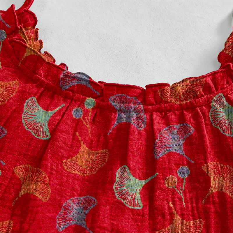 Ginkgo Floral Tie Strap Lounge Dress