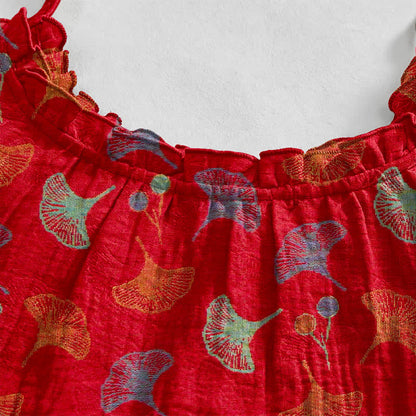 Ginkgo Floral Tie Strap Lounge Dress
