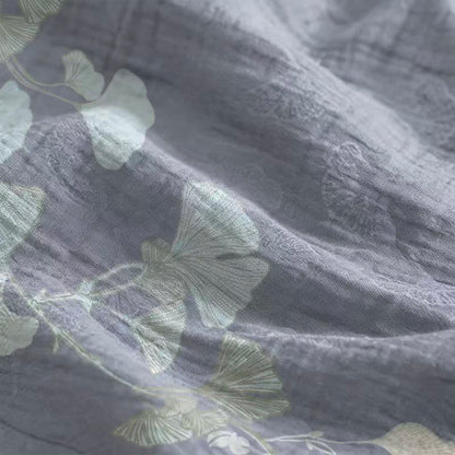 Ginkgo Leaf Tie Strap Cotton Lounge Midi Dress