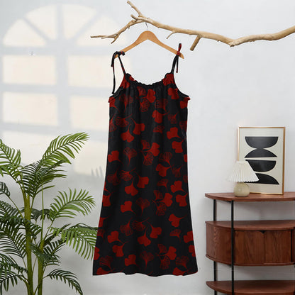 Ginkgo Leaf Tie Strap Lounge Nightgown