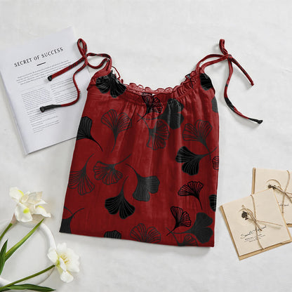Ginkgo Leaf Tie Strap Lounge NightDress