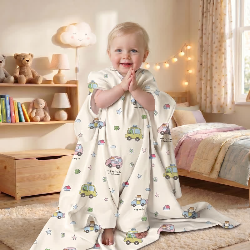 Cotton Gauze Little Cars Kick-Proof Baby Quilt