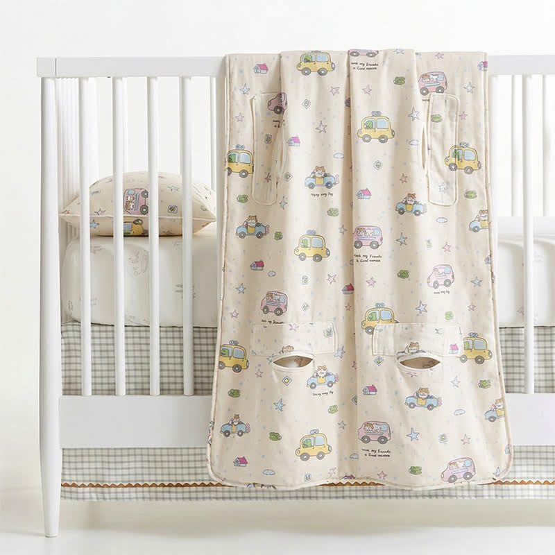 Cotton Gauze Little Cars Kick-Proof Baby Quilt