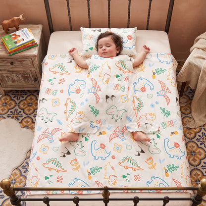 Dino Dreams Cotton Gauze Baby Quilt
