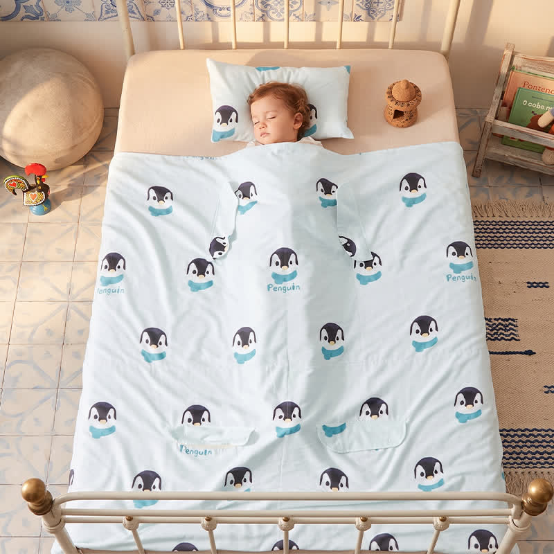 Penguin Dream Cotton Gauze Baby Quilt