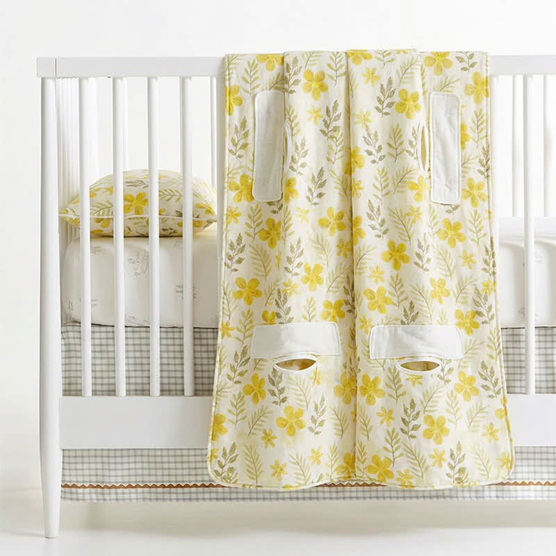 Yellow Floral Cotton Quilted Baby Quilt