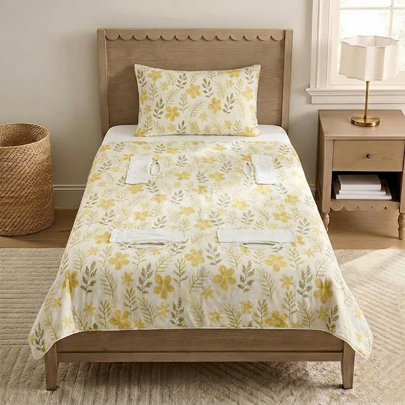Yellow Floral Cotton Quilted Baby Quilt