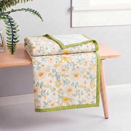 Meadow Bloom Yellow Cotton Gauze Blanket