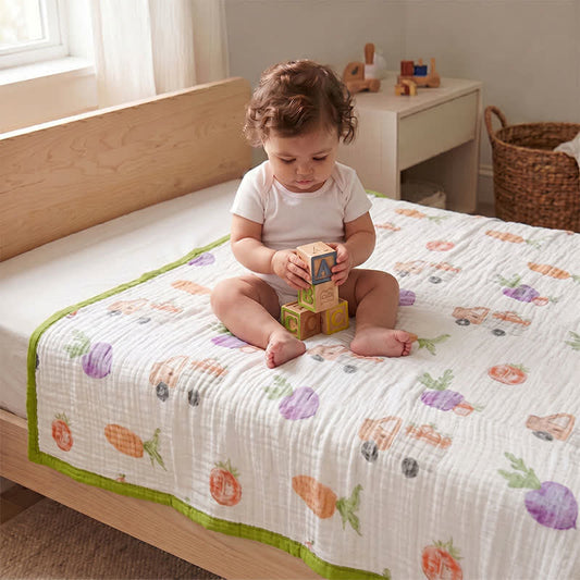 Garden Veggie Print Cotton Gauze Blanket