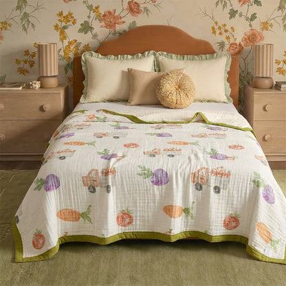 Garden Veggie Print Cotton Gauze Blanket