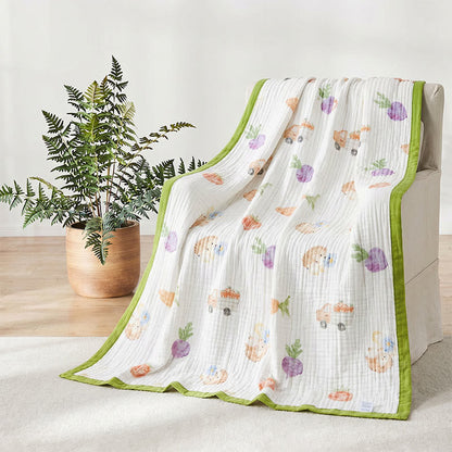 Garden Veggie Print Cotton Gauze Blanket