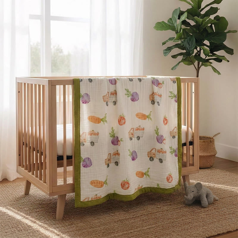 Garden Veggie Print Cotton Gauze Blanket