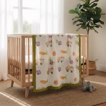 Garden Veggie Print Cotton Gauze Blanket